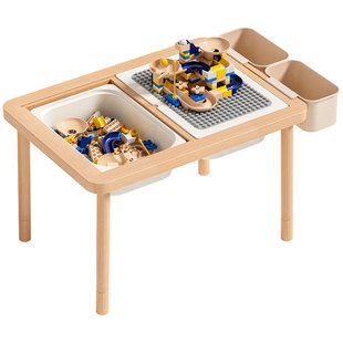 实木儿童花生桌幼儿园积木游戏玩具桌升降宝宝学习绘画写字书桌子