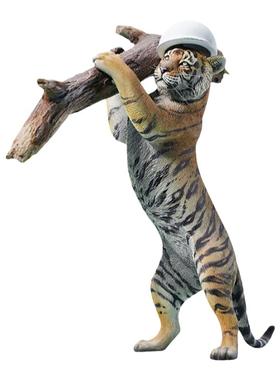 JXK 1/12打工老虎工地虎 高端原创手办治愈系可拆卸桌面动物模型