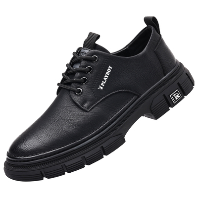 花花公子男鞋真皮英伦工装皮鞋男