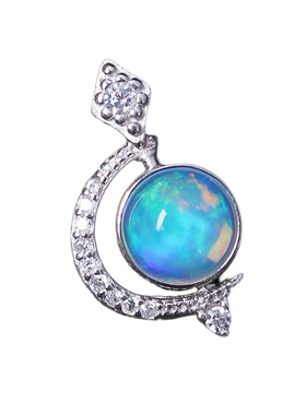 精品彩宝 天然欧珀裸石纯银镶嵌款吊坠 女款欧泊锁骨挂坠饰品