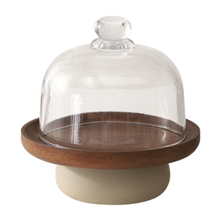 日式高脚水果盘家用客厅高脚木质蛋糕托盘高颜值点心茶点零食盘