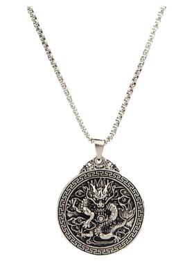 十二生肖复古龙牌项链吊坠男