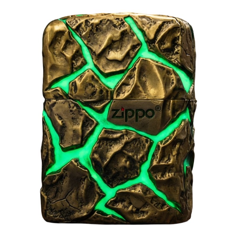zippo打火机裂纹金石生日礼物