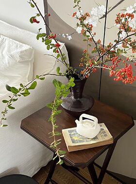 形上红色大漆陶瓷手作花器日式花瓶家居客厅民宿茶室插花装饰摆件