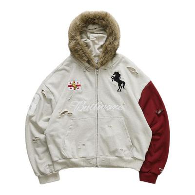 PROTOCOLINDEX毛领拼接做旧外套