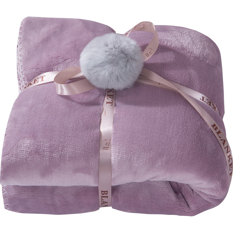 羊羔绒披肩毛毯家居服 法兰绒毯披肩带扣保暖盖毯 加厚午休午睡毯