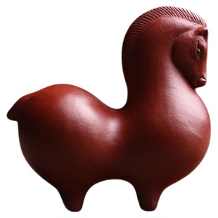 宜兴原矿紫砂茶宠摆件唐马朱泥名家全手工茶玩茶台装饰精品可养