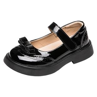 女童黑色皮鞋真皮春秋儿童单鞋软底小女孩公主宝宝礼仪表演出鞋夏