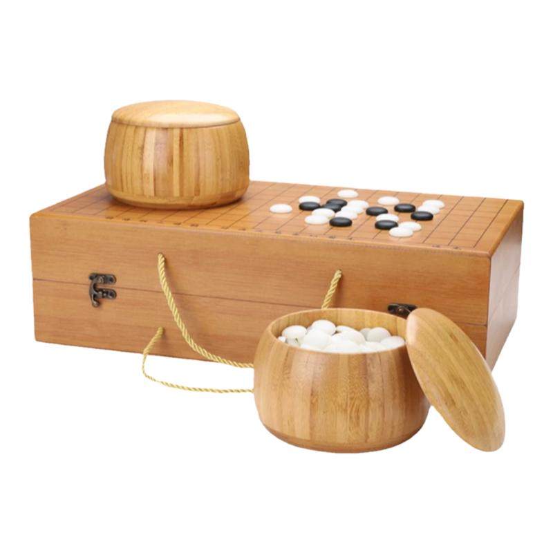 云窑子19路围棋棋盘套装五子棋儿童初学棋子正品实木可折叠棋盘