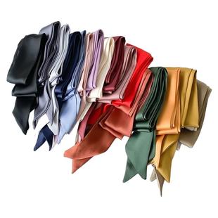 丝带浪漫氛围纯色绑发优雅窄长丝巾高级气质温柔腰带复古发带飘带