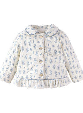 【清仓】babylove女宝宝夹棉外套冬季加厚保暖棉服法式碎花棉服