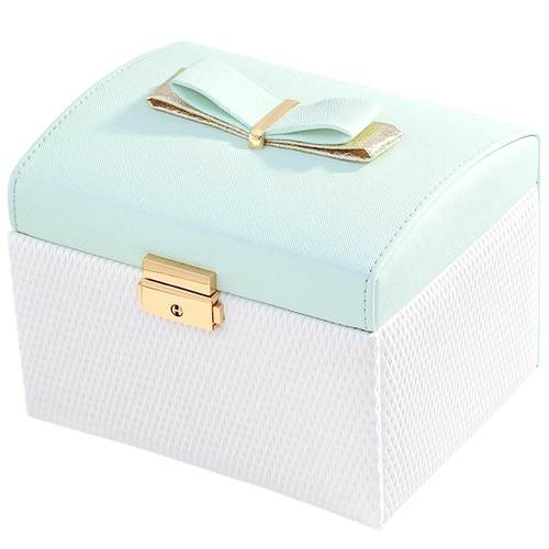 PICALS首饰盒大容量高档PU皮耳环戒指饰品收纳抽屉式带锁圣诞礼物