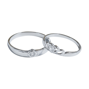 旦早原创镶钻情侣戒指S999纯银一对 简约女小众刻字闭口对戒礼物