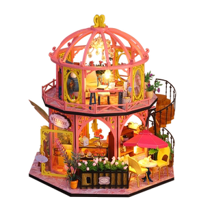 diy小屋阁楼咖啡屋手工制作迷你微缩拼装小房子模型玩具生日礼物