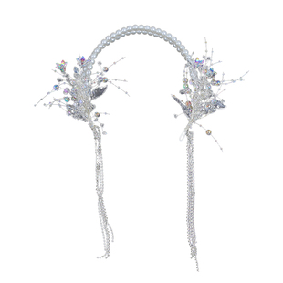 超仙珍珠花瓣水晶流苏发箍女童生日头饰儿童发饰公主礼服表演发卡