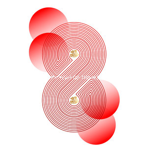 马年春节渐变线条喜庆吉祥玻璃贴纸商场酒店餐厅发财寓意装饰静电