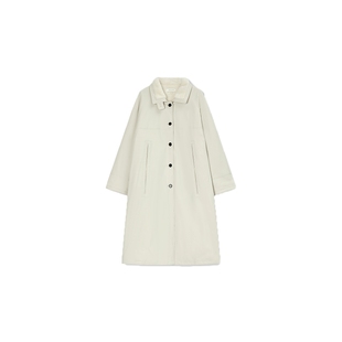 CONCISE-WHITE简白2025秋冬新品立领拼羽绒服鹅绒宽松长外套女