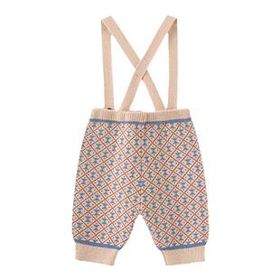 moimoln小云朵童装秋冬男童背带裤儿童针织七分裤宝宝裤子