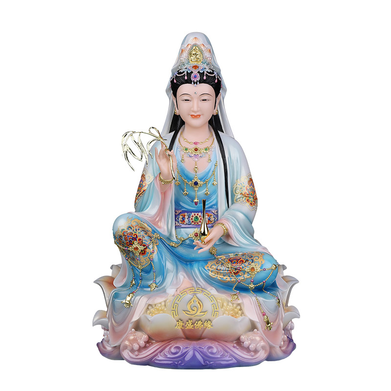 汉白玉家用供奉观音菩萨佛像摆件