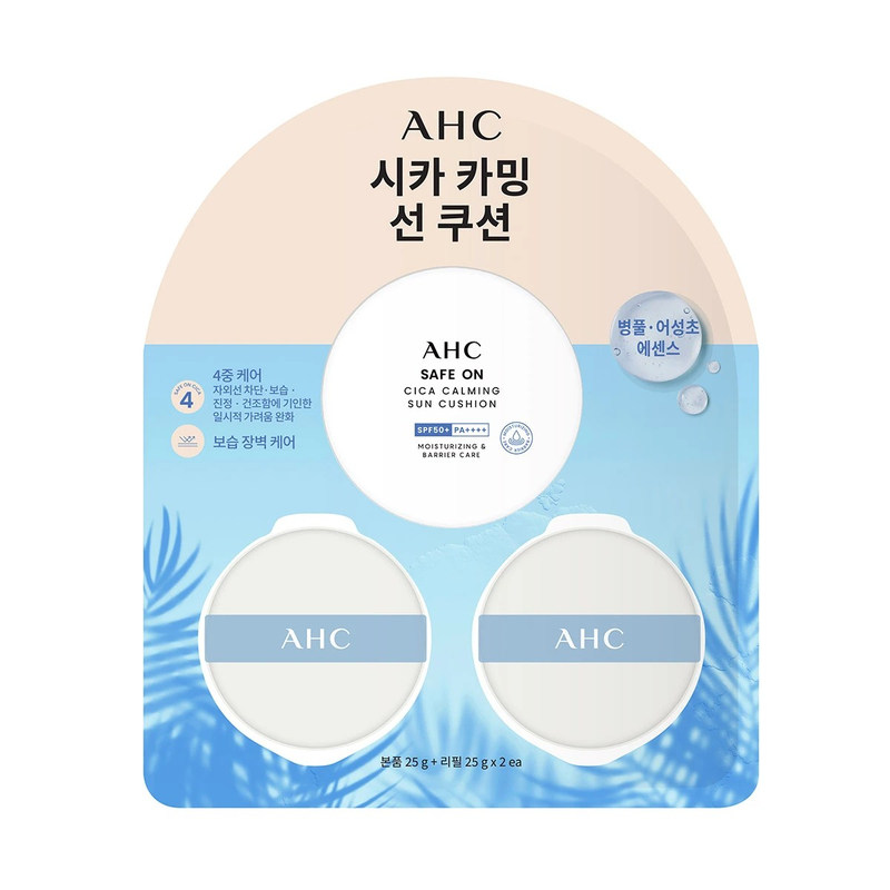 韩国代购直邮 AHC积雪草物理防晒气垫清爽润色温和提亮SPF50替换2