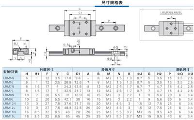 微型直线导轨LRM12L1X45/70/95/120/145/170/195/220/245/270AAAH