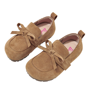 芭比童鞋女童皮鞋2025新款秋冬加绒二棉公主单鞋乐福鞋儿童勃肯鞋