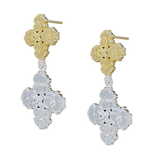 Juunngle洲谷十字木兰双花耳坠女2025新品轻奢春夏耳饰高级感礼物