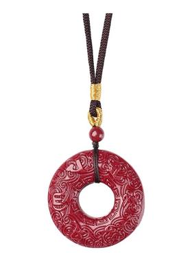 正品朱砂吊坠高含量紫金砂项链男女款平安扣礼物本命年转运珠挂件