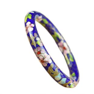 北京景泰蓝手镯圆棍闭口女款纯手工铜胎珐琅彩掐丝镯子民族风礼品