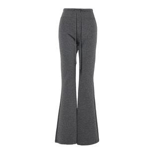 DPLAY【惠品】2025冬季灰色喇叭裤女休闲裤弹力微喇裤长裤运动裤