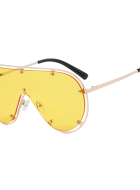 欧美时尚大框连体黄色墨镜女显瘦