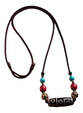 天珠挂绳横穿手工编织锁骨项链绳男女藏式蜜蜡松石配饰挂件专用绳