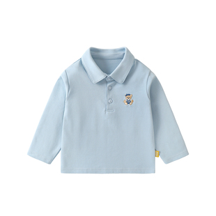 咔咔熊猫婴儿polo长袖t恤春季男童上衣女童春秋翻领衣服宝宝春装