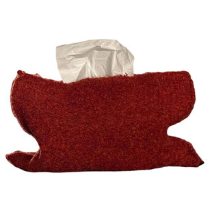 复古红色布艺针织纸巾盒客厅抽纸盒家用桌面收纳盒餐巾车载纸巾袋