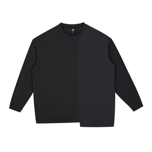 半墨大码男装圆领卫衣男2026春季新款拼接撞色原创设计春装外套潮