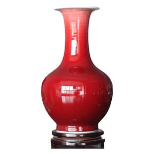 景德镇陶瓷花瓶郎窑红插花摆件中式复古家居客厅博古架玄关装饰品