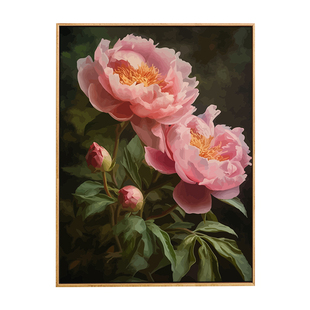 牡丹花客厅挂画花开富贵入户玄关过道装饰画简约现代卧室餐厅壁画