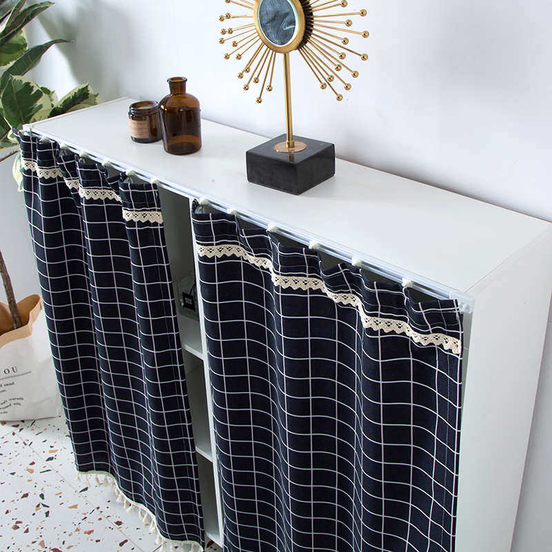 自粘式轨道橱柜可移动货架遮挡帘衣柜帘子滑轨遮丑帘置物架防尘帘