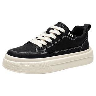 白底黑面男鞋秋冬款2025新款鞋子男潮鞋男士板鞋潮流平底休闲皮鞋