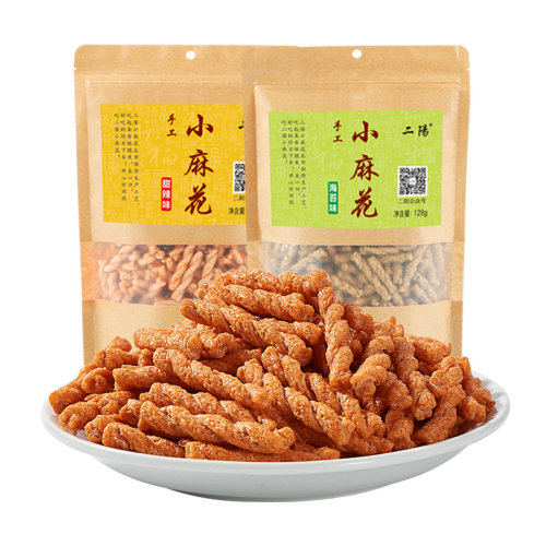 二阳手工小麻花108gx3袋零食袋装零食小吃网红休闲食品海苔味