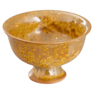 钧窑李峰茶叶末釉钛结晶手作薄胎青瓷粗陶高温窑变宋式茶杯高足杯