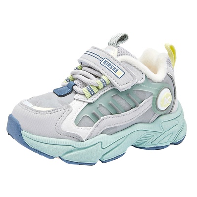 开心娃机能鞋冬季儿童加绒运动鞋男女童减震防滑跑步鞋小童二棉鞋