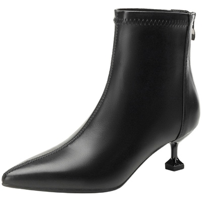 3公分小跟细跟工作短靴女秋冬