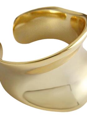 s925镀银ins冷淡风酷女凹面戒指