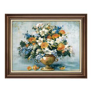 美式餐厅挂画2025新款客厅玄关走廊过道装饰画花开富贵一整幅横版