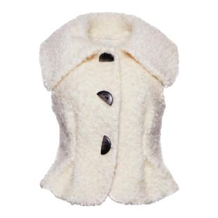 REFUSE CLUB 秋冬女装豹纹印花羊毛羊驼毛背心马甲