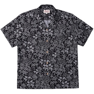 红风 夏威夷衬衫古巴领美式复古热带椰林短袖新疆棉海滩休闲衬衣