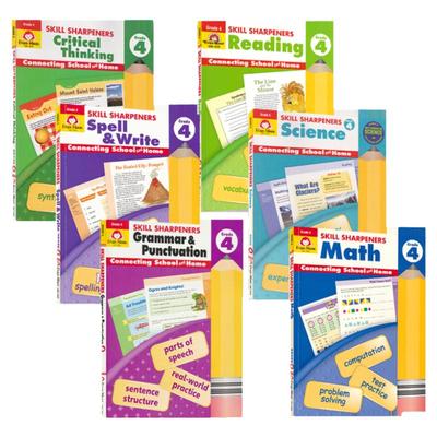 四年级7册 Evan Moor Skill Sharpeners Grade 4 美国加州技能铅笔刀系列小学练习册 Reading math Spell & Write 英文原版进口