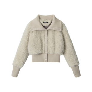 橘子树在哪儿立领羊羔毛外套冬季女款巨好看修身显瘦短款毛毛上衣