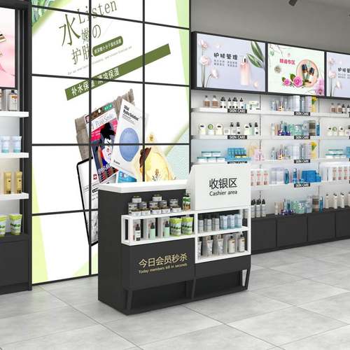 工厂直营 铁质烤漆收银台 可定制便利店前台 时尚组合收银打包台